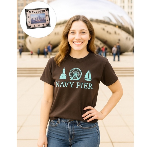 Delta Tops - NAVY PIER COMBO - Delta Magnum Weight Logo T-Shirt and Commemorative Frame